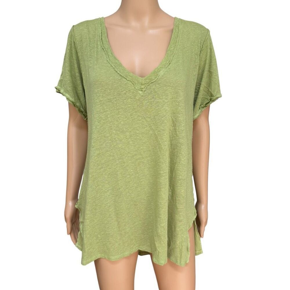 Rustic Rack linen blend T-shirt size L oversized sage green